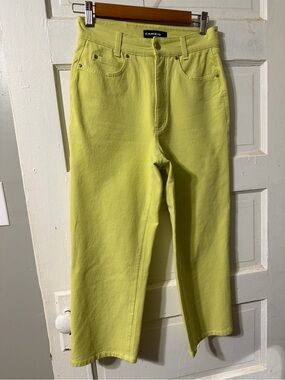 Cambio Jeans Lili Lemon Lime Yellow Cropped Straight Leg Pants Size 6 Like New